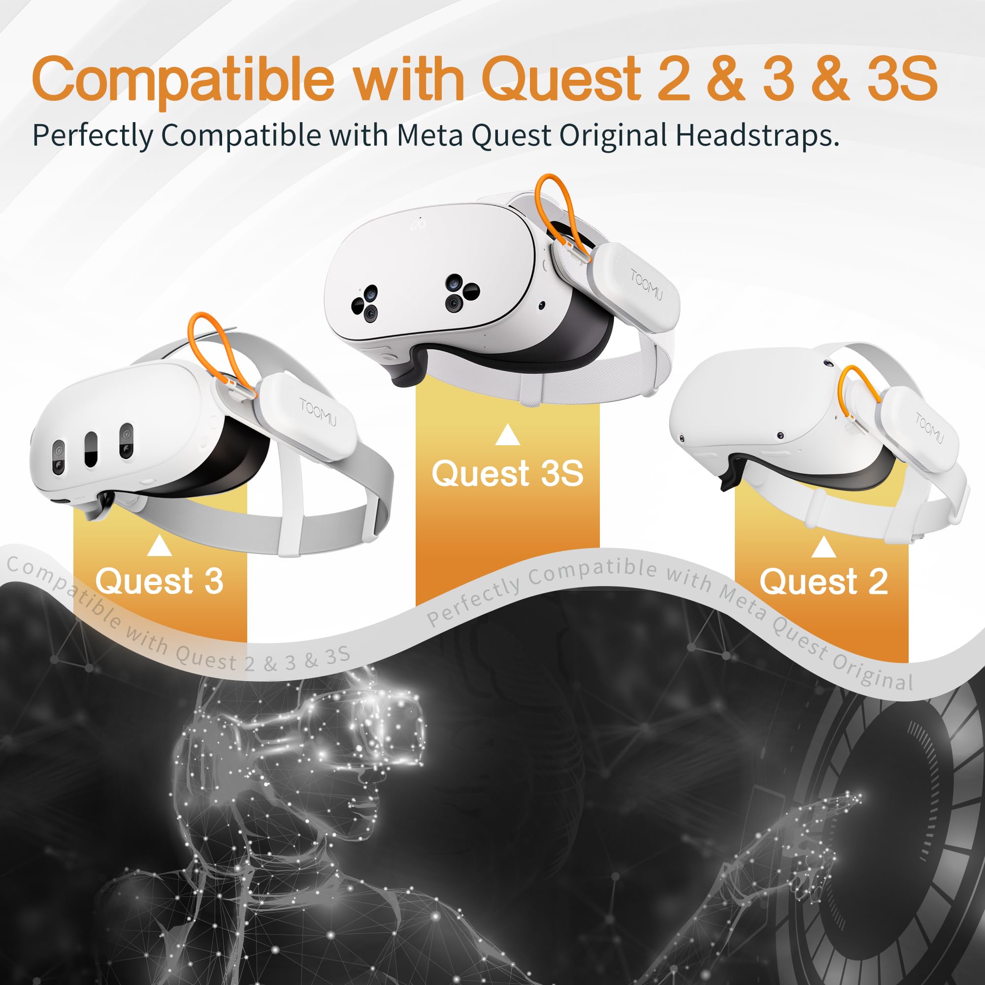 TOOMU Dual Battery Pack Set for Meta Quest 2 / Quest 3 / Quest 3S